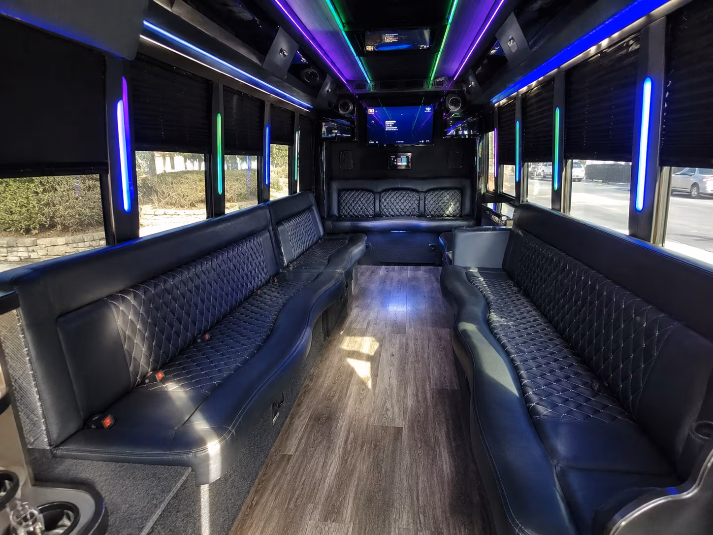 clinton 15 passenger party bus interior