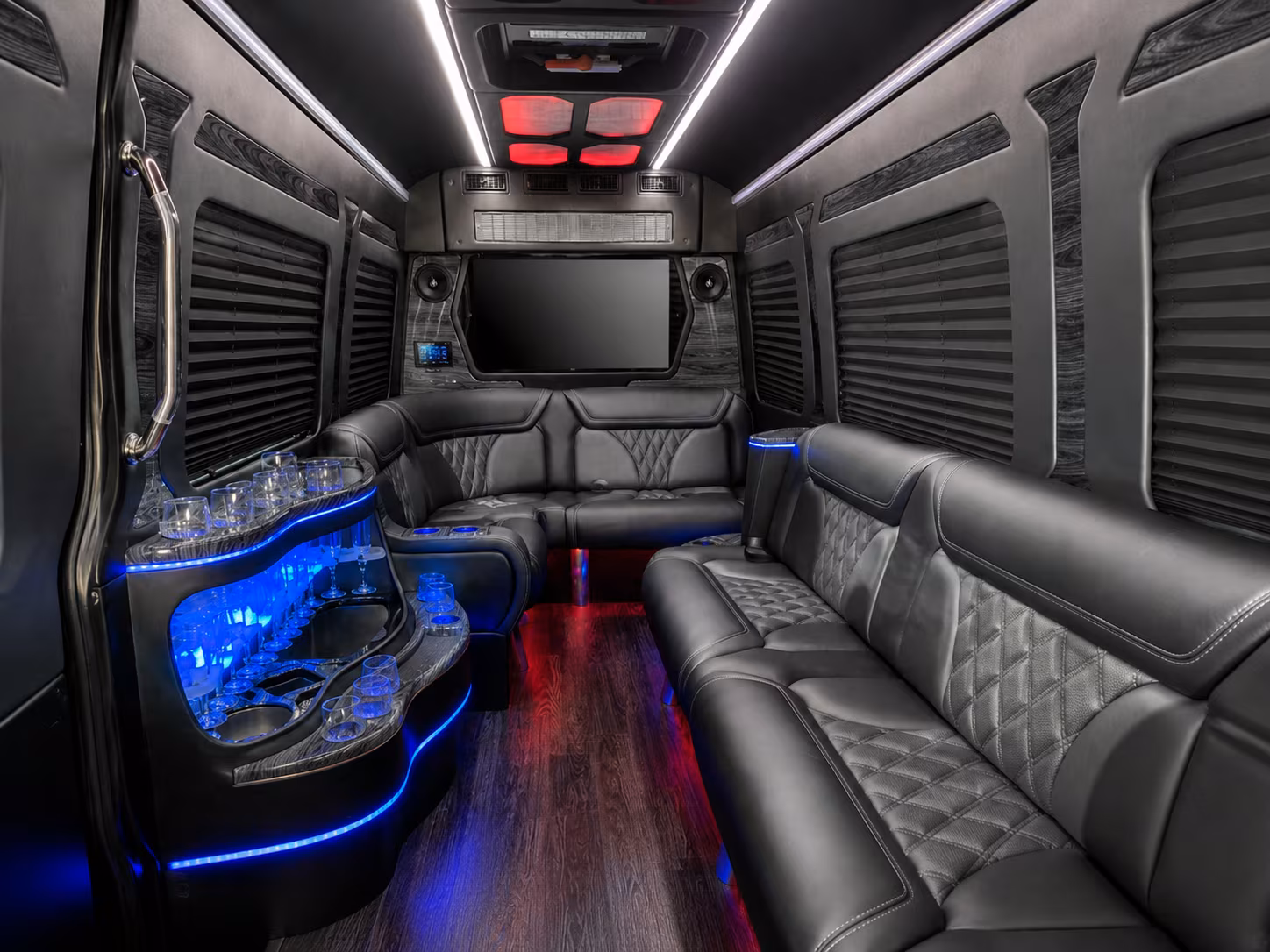 clinton 18 passenger party bus interior