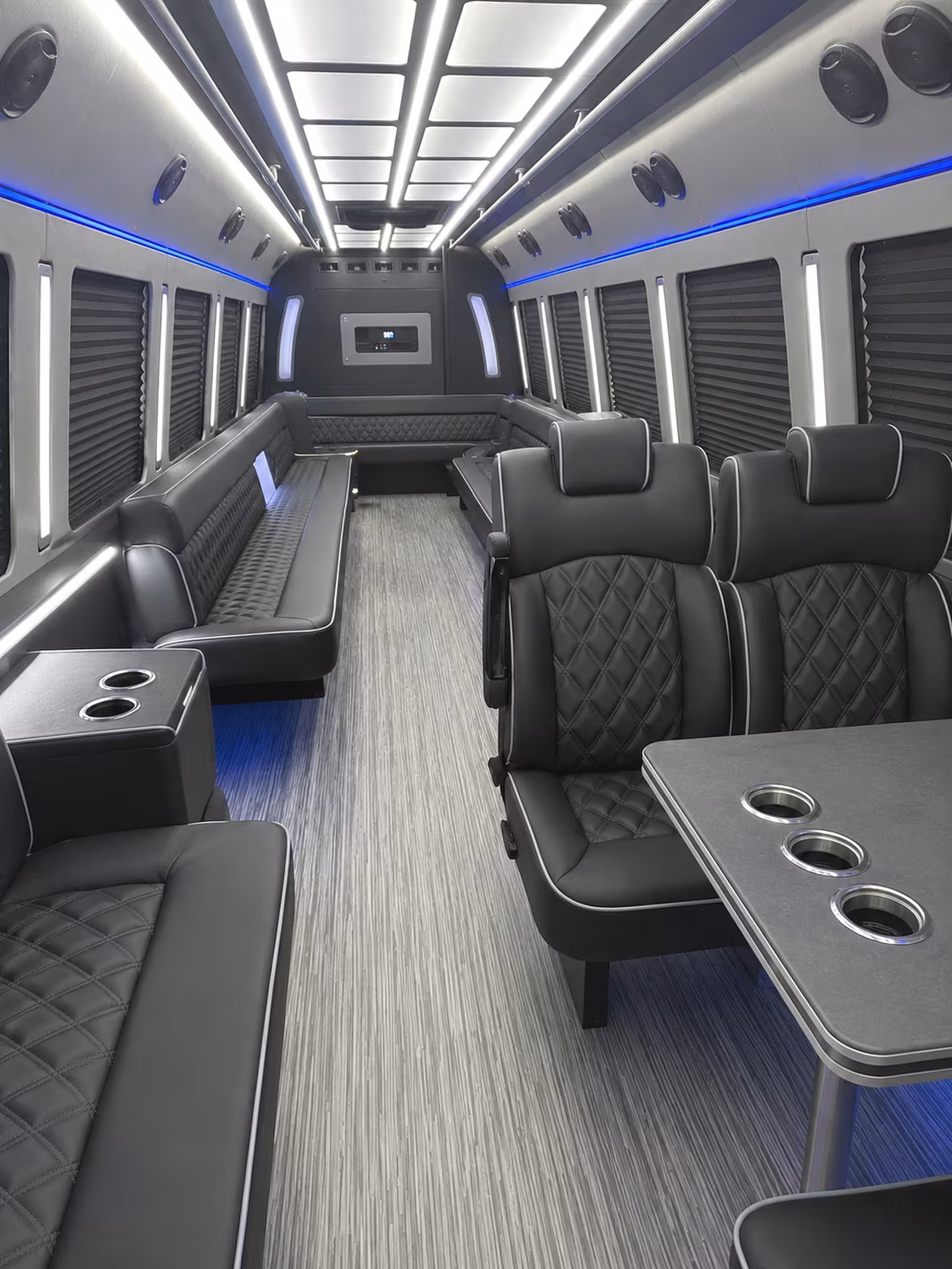 clinton 25 passenger party bus inside
