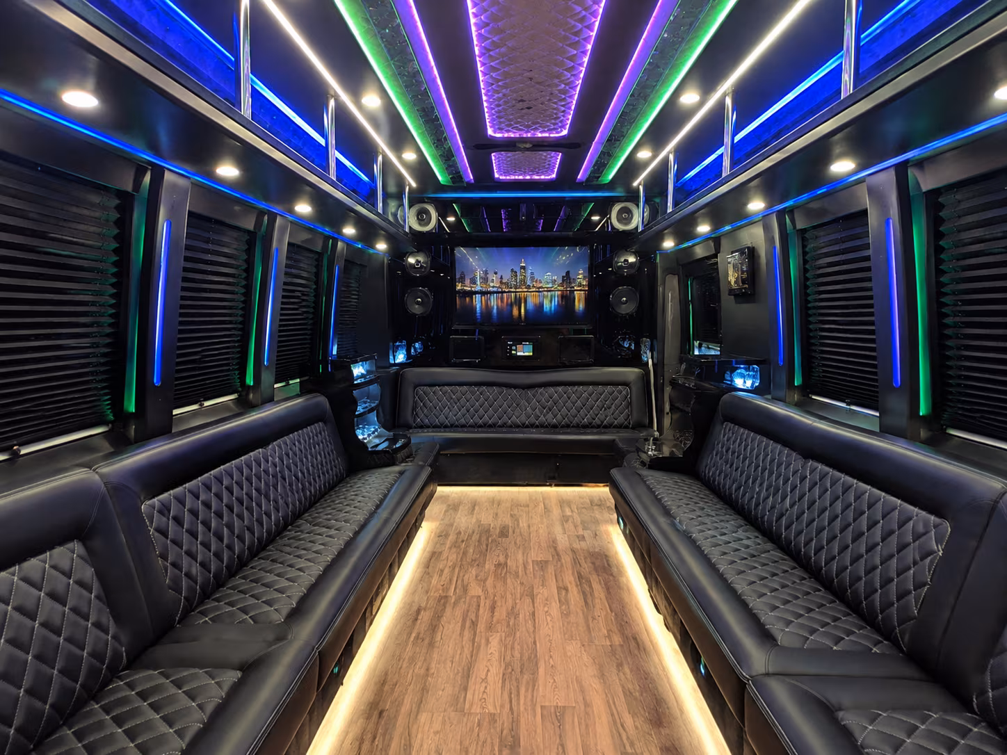 clinton 25 passenger party bus interior