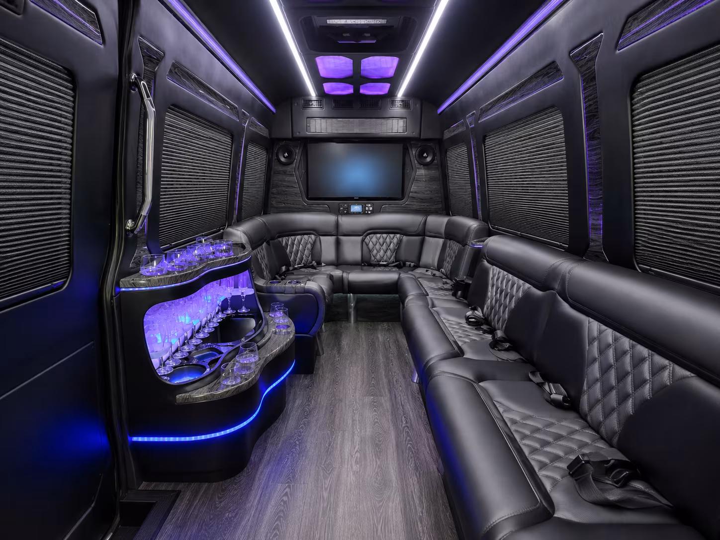 clinton 30 passenger party bus inside