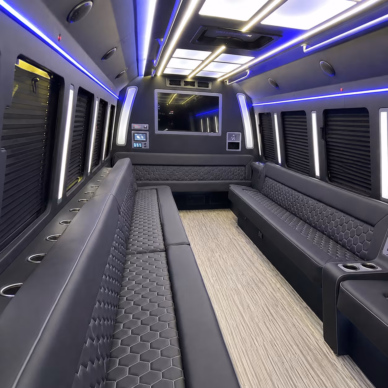 clinton 40 passenger party bus inside