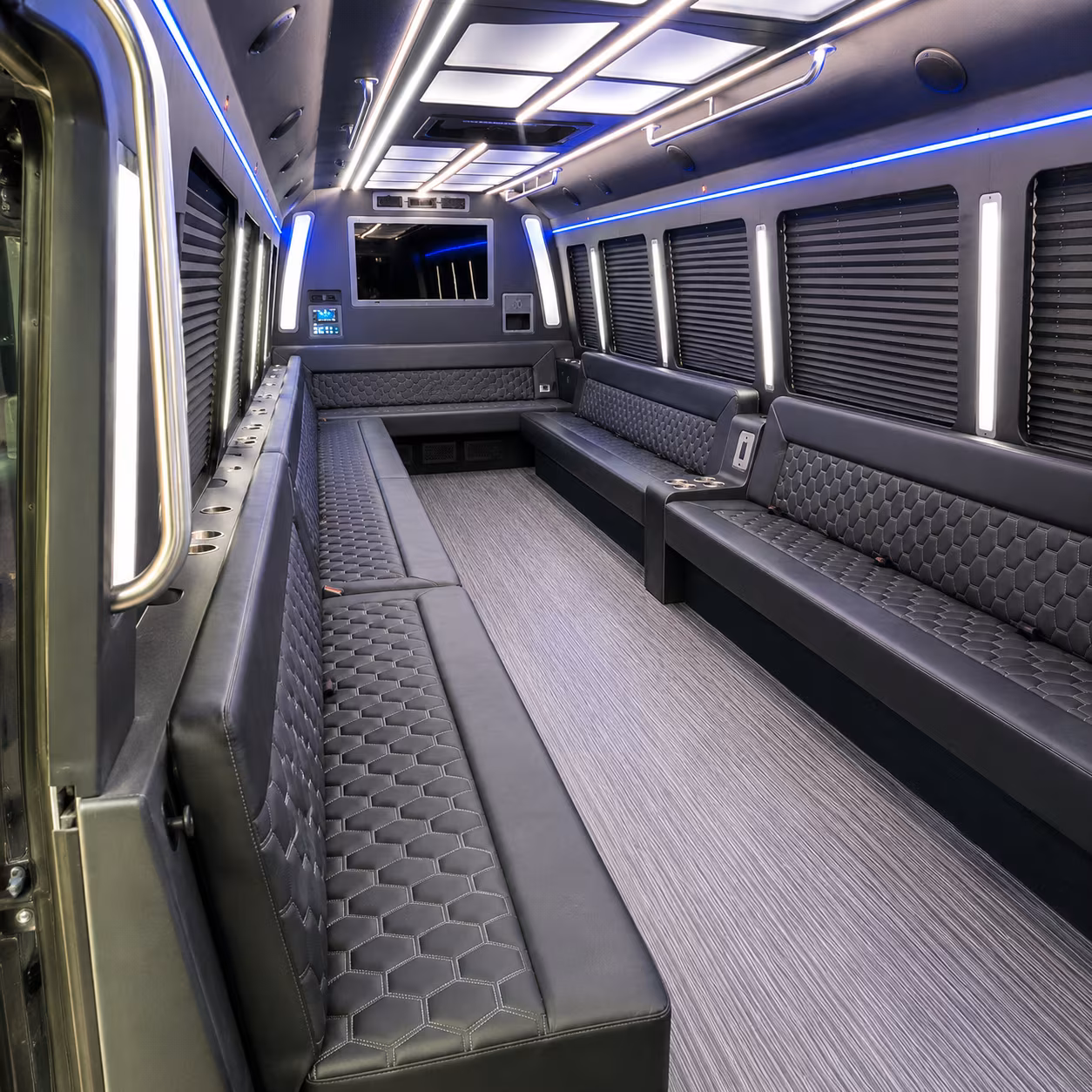 clinton 40 passenger party bus interior