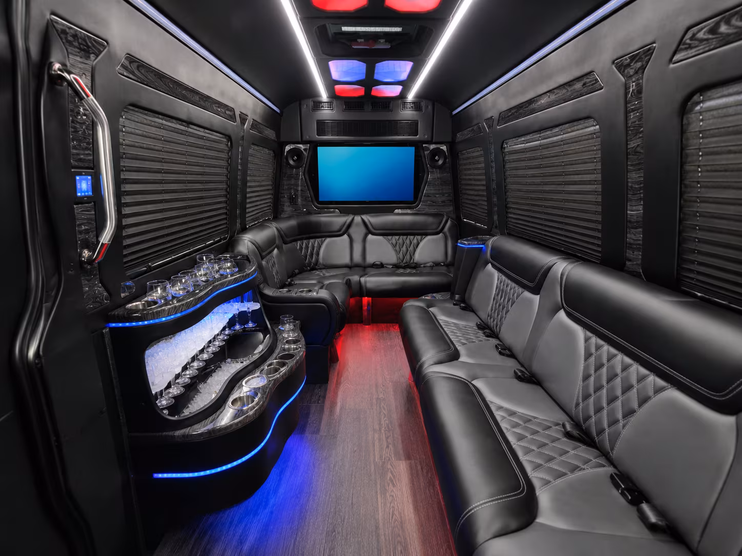 clinton 50 passenger party bus inside