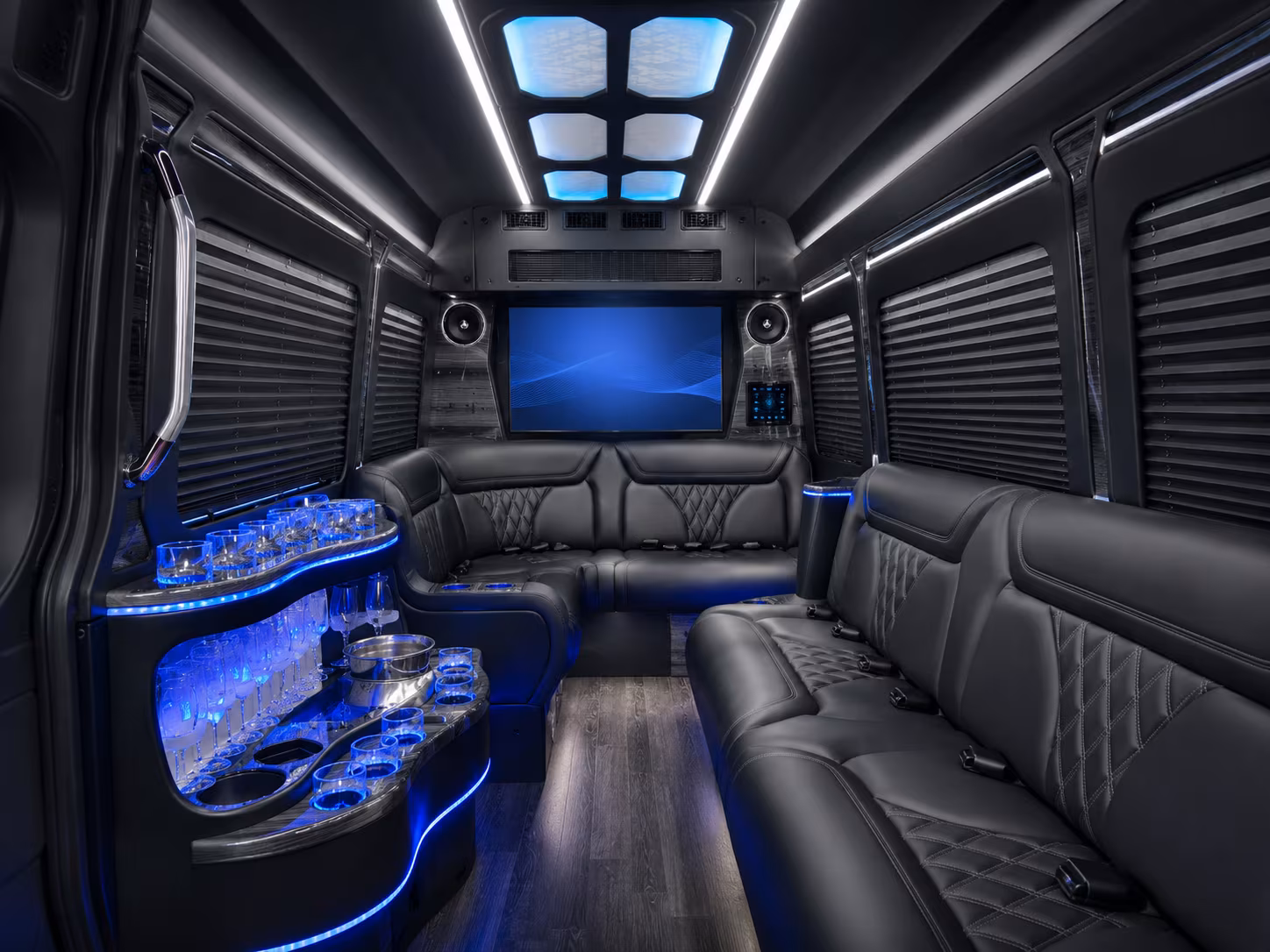 clinton 50 passenger party bus interior