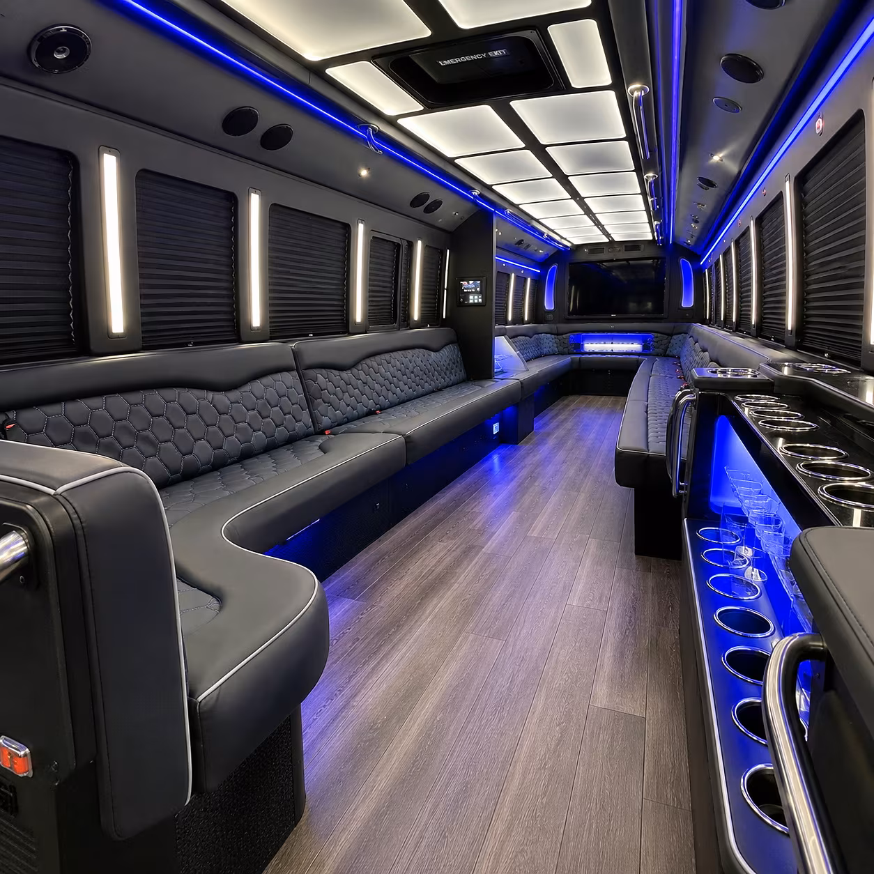 clinton party bus rental interior